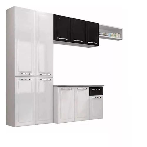 imagem-Cozinha Completa Itatiaia Amanda 4 Peças Branco e Preto
