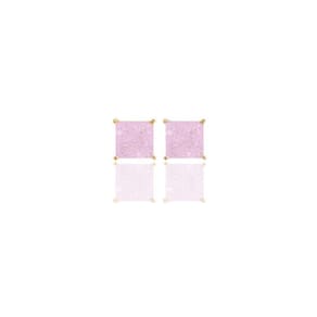 Brinco Cristal Rosa Quadrado Folheado A Ouro 18K