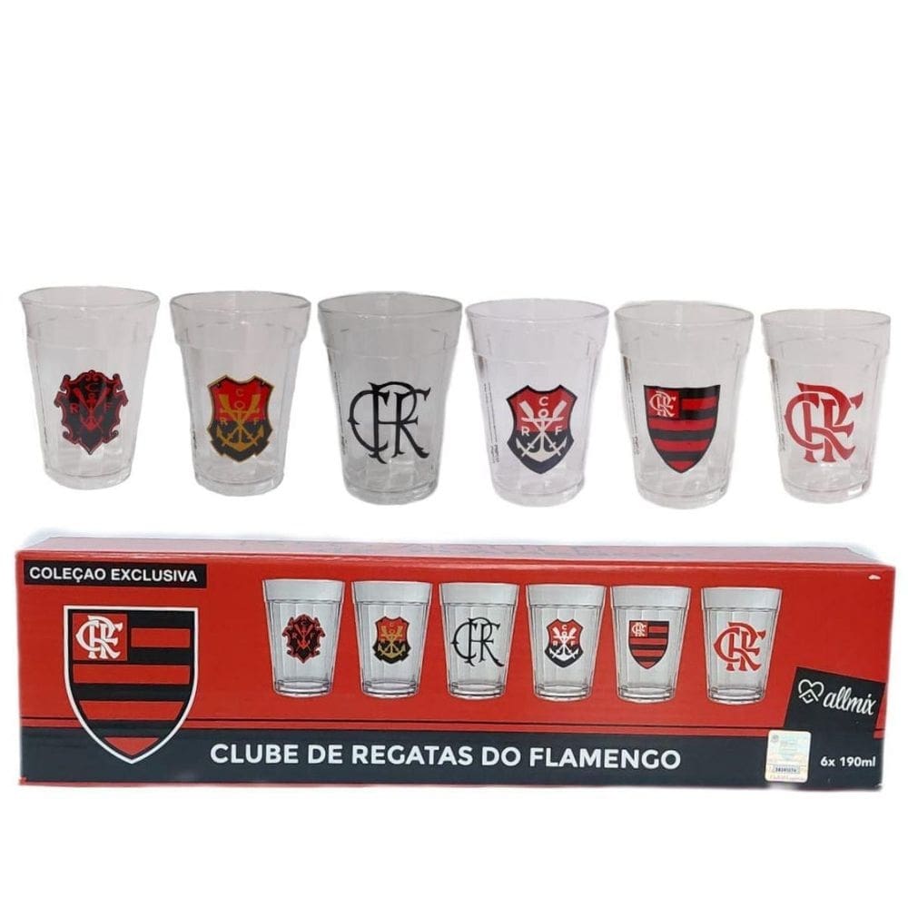 Jogo 6 copos americanos mengão 190ml allmix