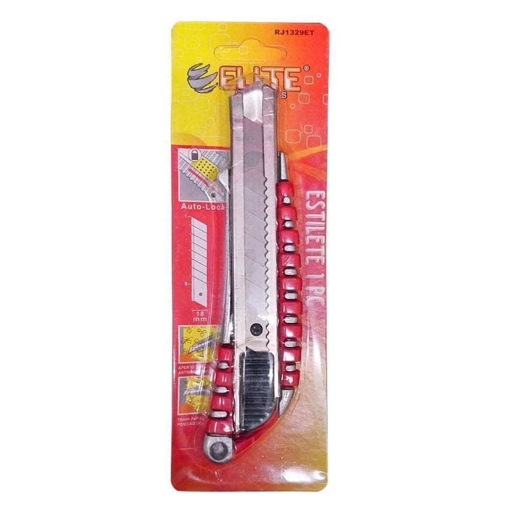 Estilete inox 18mm - corta materiais - vermelho