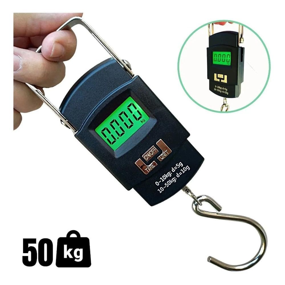 Balança digital portátil de mão bolsa mala peixe até 50kg