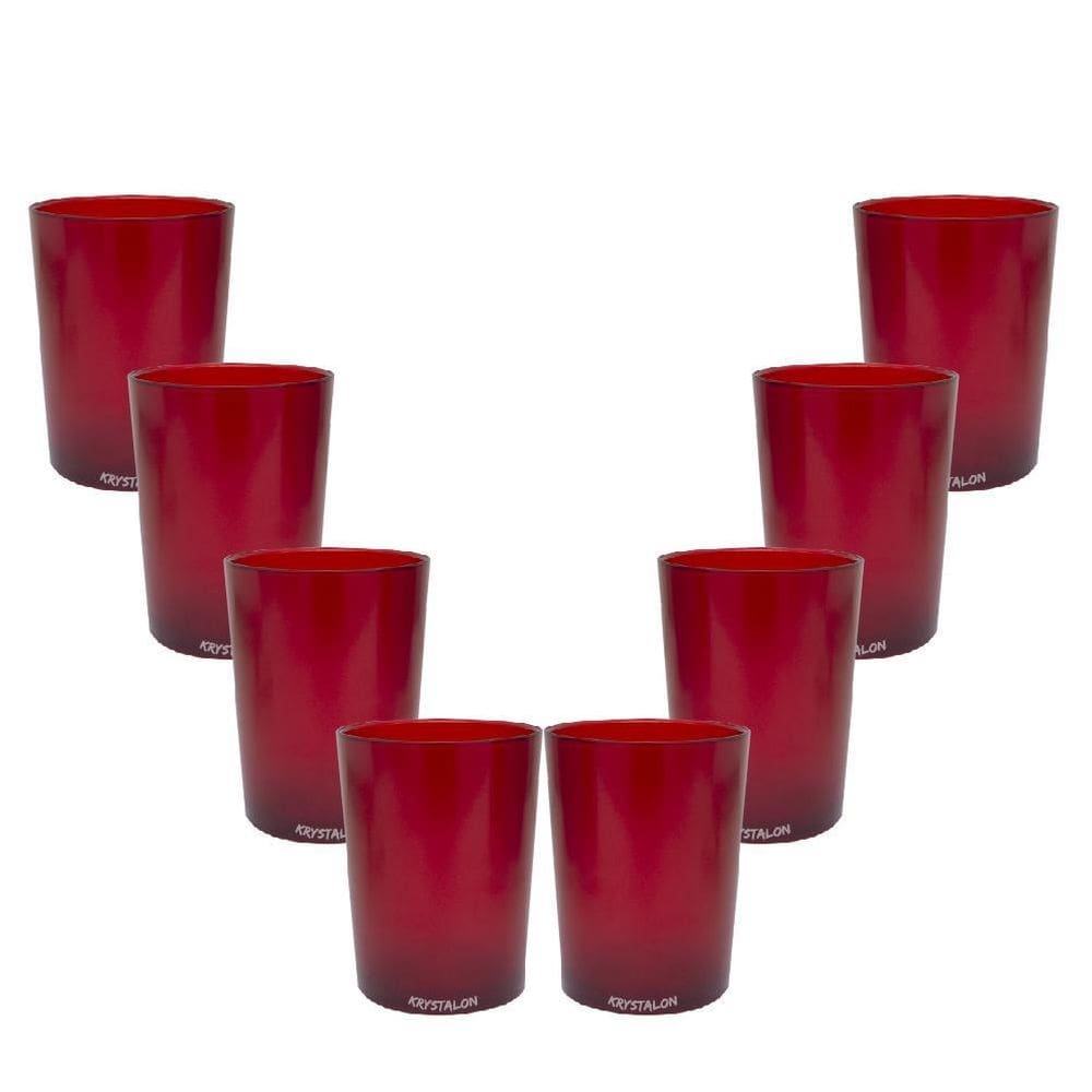Kit 8 copos short drink 200ml vermelho policarbonato