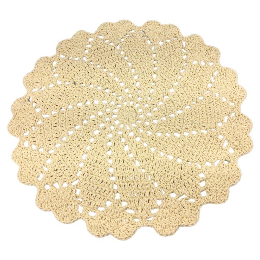 Sousplat Crochê 40Cm Barbante Amarelo Barbantextil N6 Porta