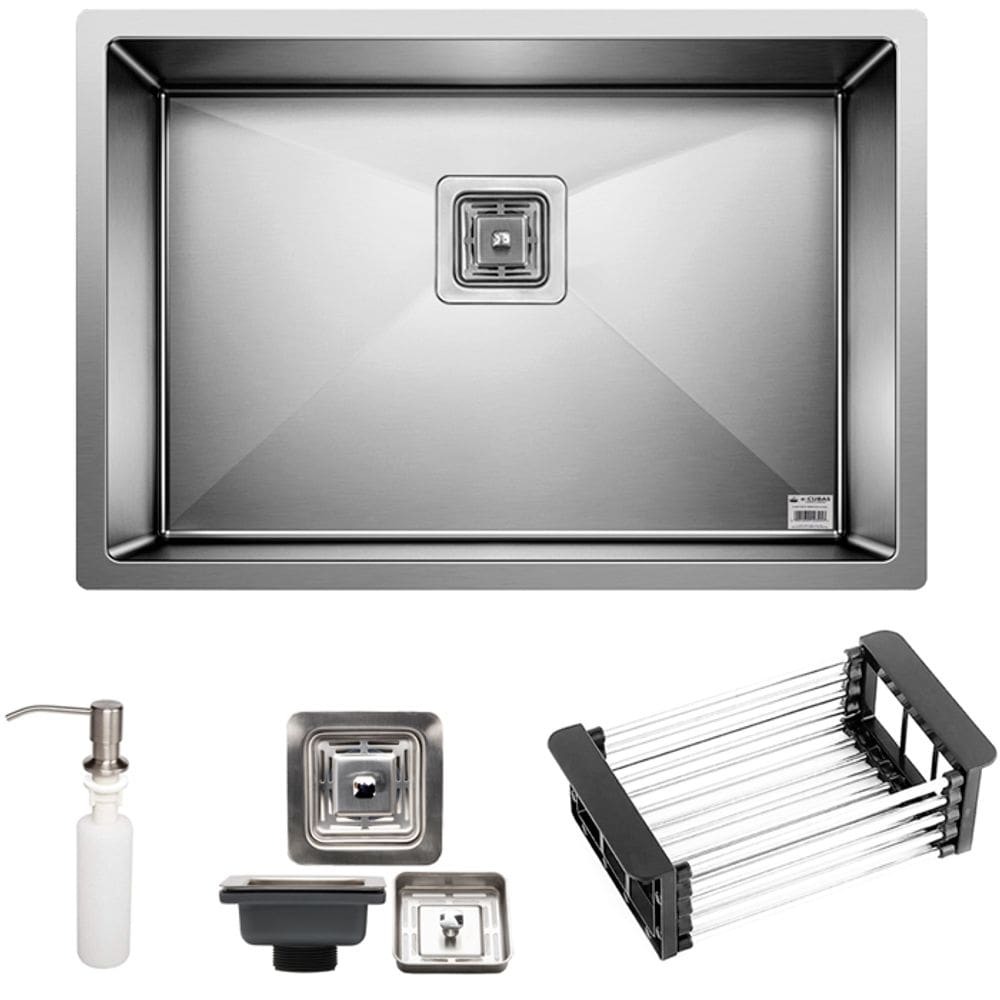 Cuba Quadrada Inox 304 Cozinha Pia Embutir Sobrepor Gourmet 65x45 Premium Com Acessórios