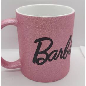 Caneca Tema Barbie Rosa Lina Em Porcelana Rosa