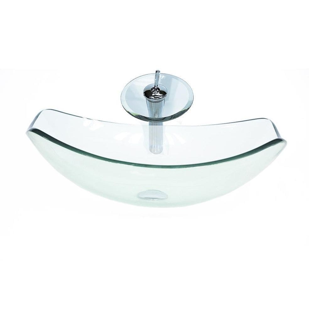 Cuba vidro oval chanfrada 51cm jateado + válvula + torneira