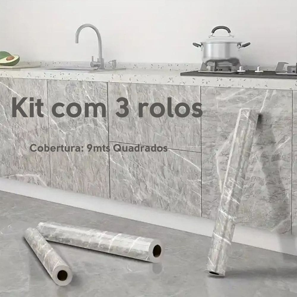 Kit 3 Papel Contact Adesivo P Moveis Revestimento Marmore 5m