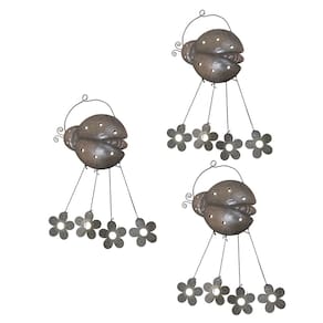 Sino dos Ventos Joaninha Flores Kit 3 unidades Decoraçao Jardim Varanda Enfeite Quintal