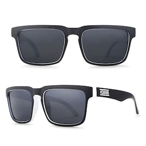 Óculos De Sol Masculino Clássico Preto e Branco Polarizado Quadrado Proteção 400UV - KDEAM