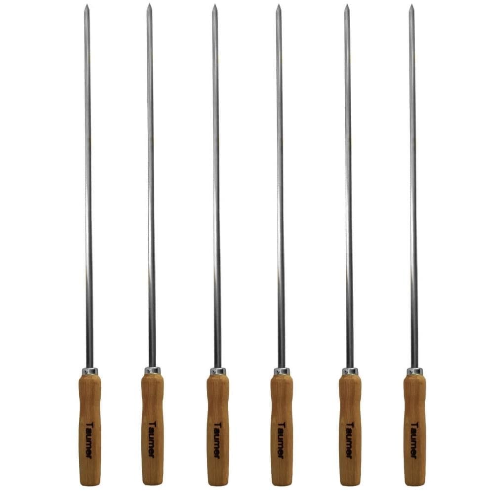 6 Espetos De Inox Para Coração 85cm Carne Churrasqueira