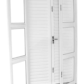 Porta Balcão de Aço Laminada 215x120cm com Vidro Ideal Crv Esquadrias Branco