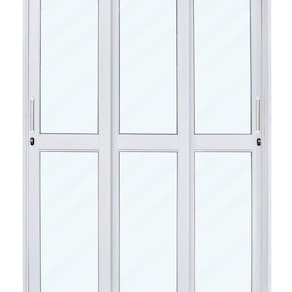 Porta de Correr de Aço 215x200cm 3 Folhas Moveis Ideal Crv Esquadrias Branco