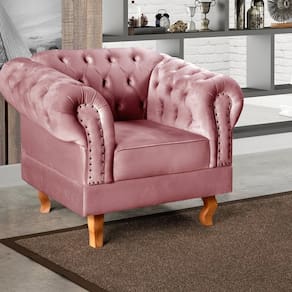 Poltrona Dom Pedro Chesterfield Retrô Decorativa Rose