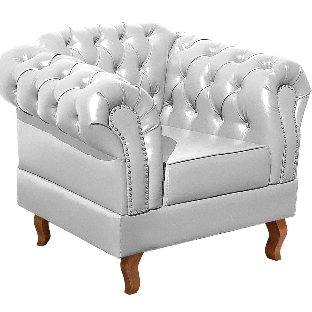 Poltrona Dom Pedro Chesterfield Retrô Decorativa Branco