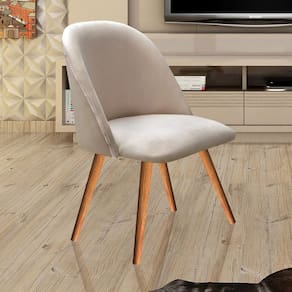 Poltrona Decorativa Gaia para Sala, Quarto, Recepção Cinza Capuccino