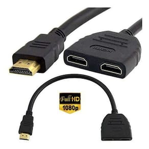 Cabo adaptador duplicador hdmi 2x1 splitter