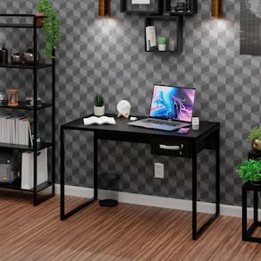 Mesa De Escritório Escrivaninha Industrial 1 Gaveta 100cm Preto
