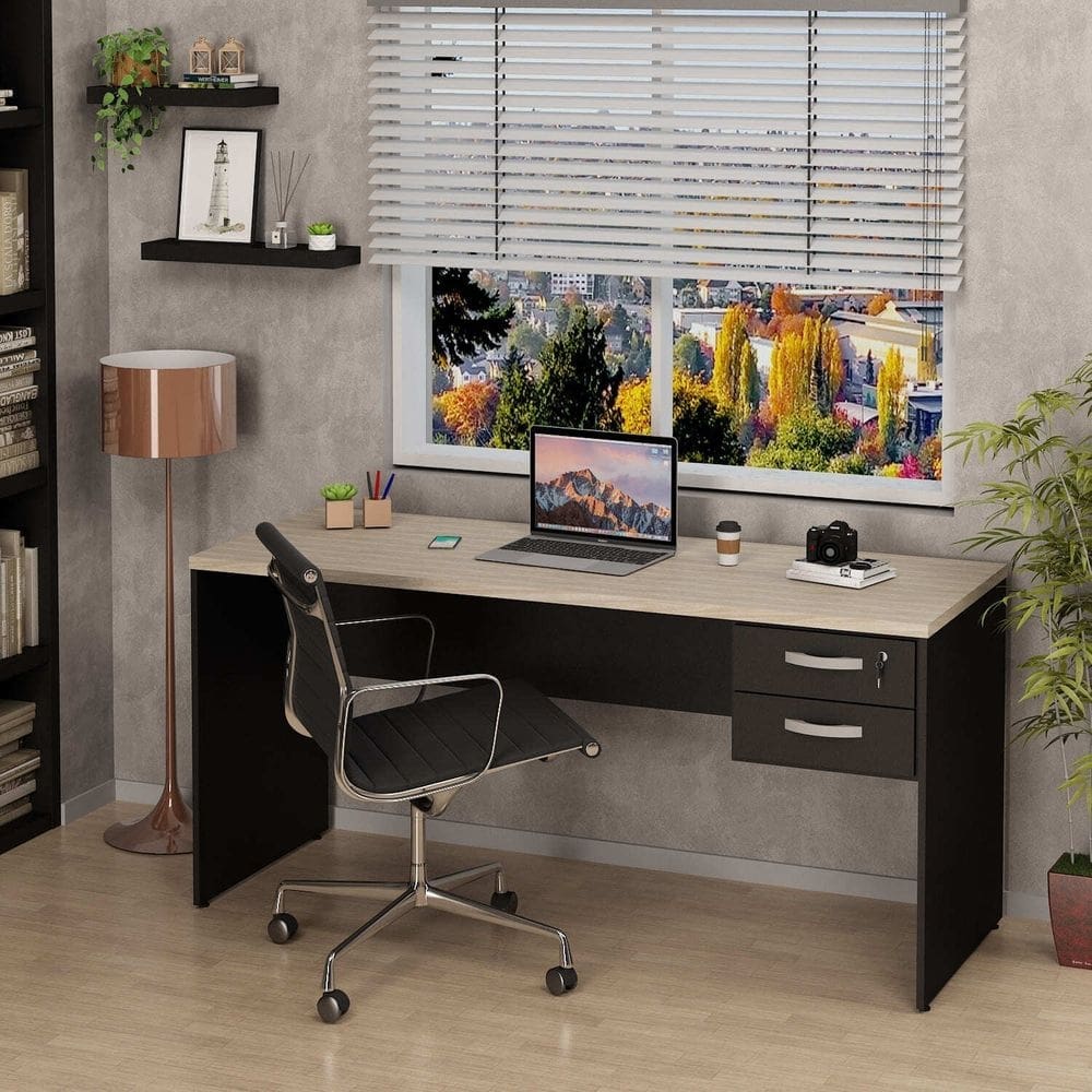 Mesa De Escritório Escrivaninha com Gaveta 160x60cm Tampo 30mm Carvalho