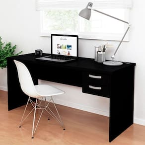 Mesa De Escritório Escrivaninha com Gaveta 160x60cm Tampo 30mm Preto