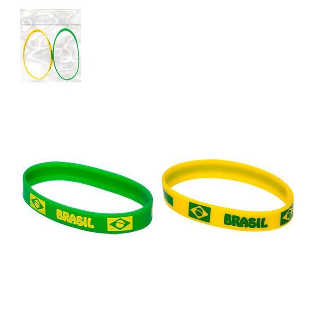 Pulseira silicone brasil c/2 pcs 10x1,10cm