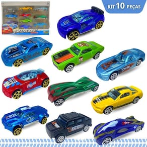 Kit 10 carrinhos de metal miniatura carro de ferro die cast