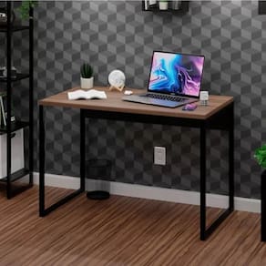 Escrivaninha Mesa Para Escritório Diretor Estilo Industrial 100cm Nogal