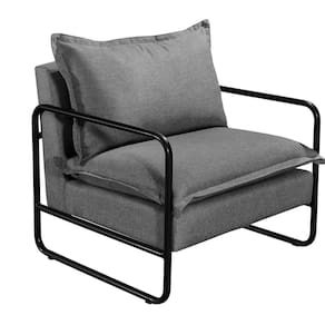 Poltrona Moderna Diva Industrial Base Metal Decoração Sala, Recepção Cinza