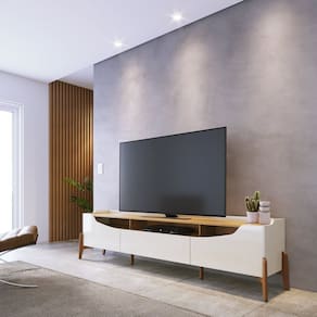 Rack para Tv até 70 Polegadas 220cm Studio Off White/Marrom