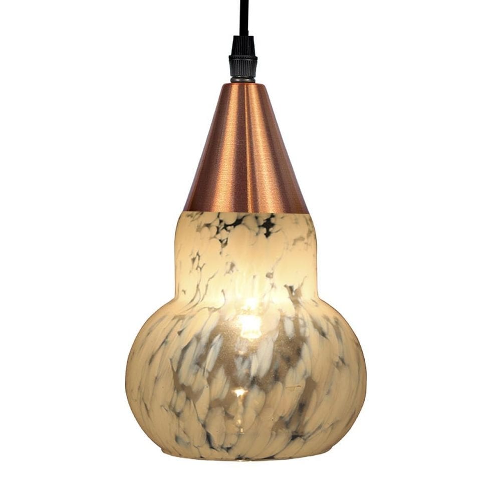 Lustre pendente taschibra verona transparente leitoso cobre