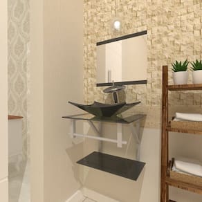 Gabinete de Vidro 45cm com Cuba Retangular Grafite