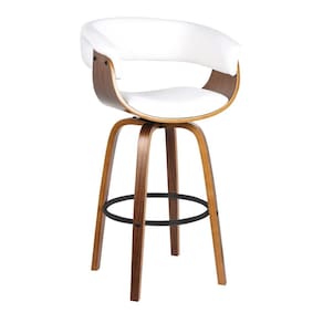 Banqueta Betim PU Branco Base Madeira Rivatti Móveis Branco