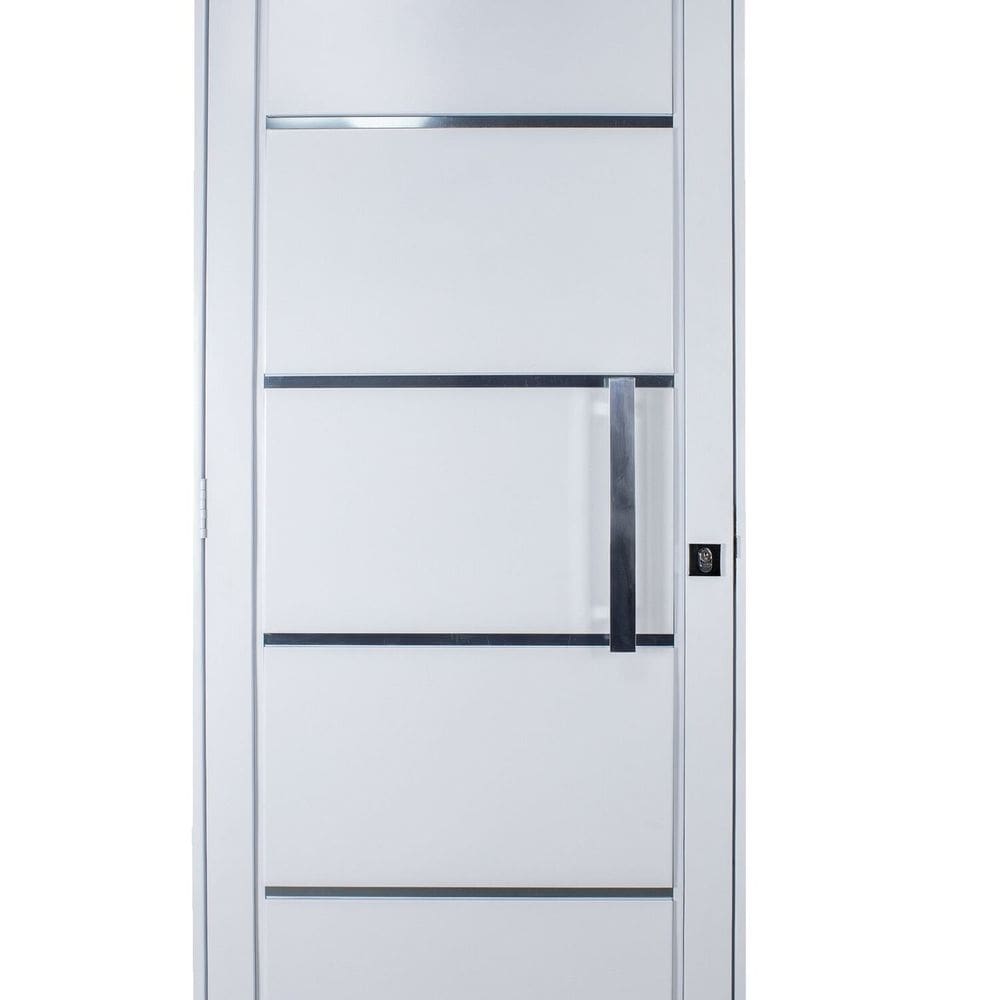 Porta de Aço Social Slim 215x84cm com Puxador Pequeno Ideal Crv Esquadrias Branco