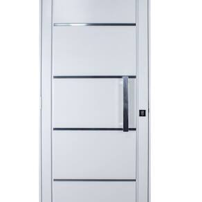Porta de Aço Social Slim 215x84cm com Puxador Pequeno Ideal Crv Esquadrias Branco
