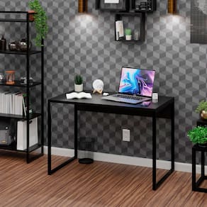 Escrivaninha Mesa Para Escritório Diretor Estilo Industrial 100cm Preto