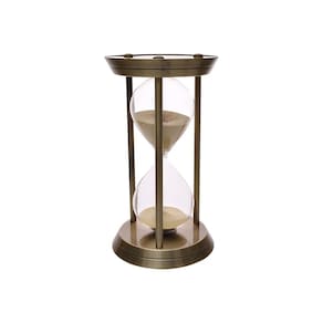 Ampulheta Decorativa em Metal Dourado e Areia Bege 32cm HJ3035 BTC