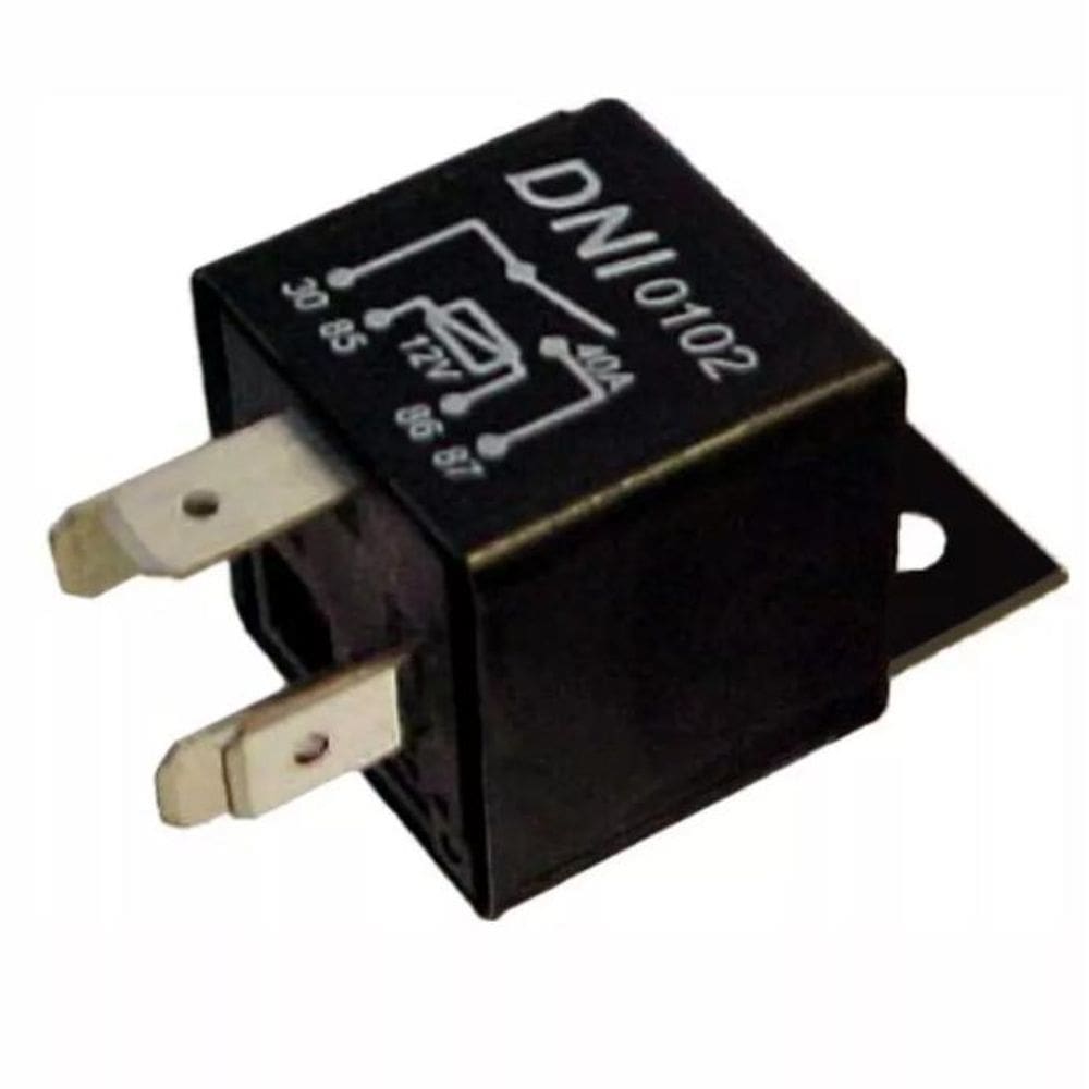 Rele auxiliar universal 12v 40a 4 pinos com suporte dni 0102