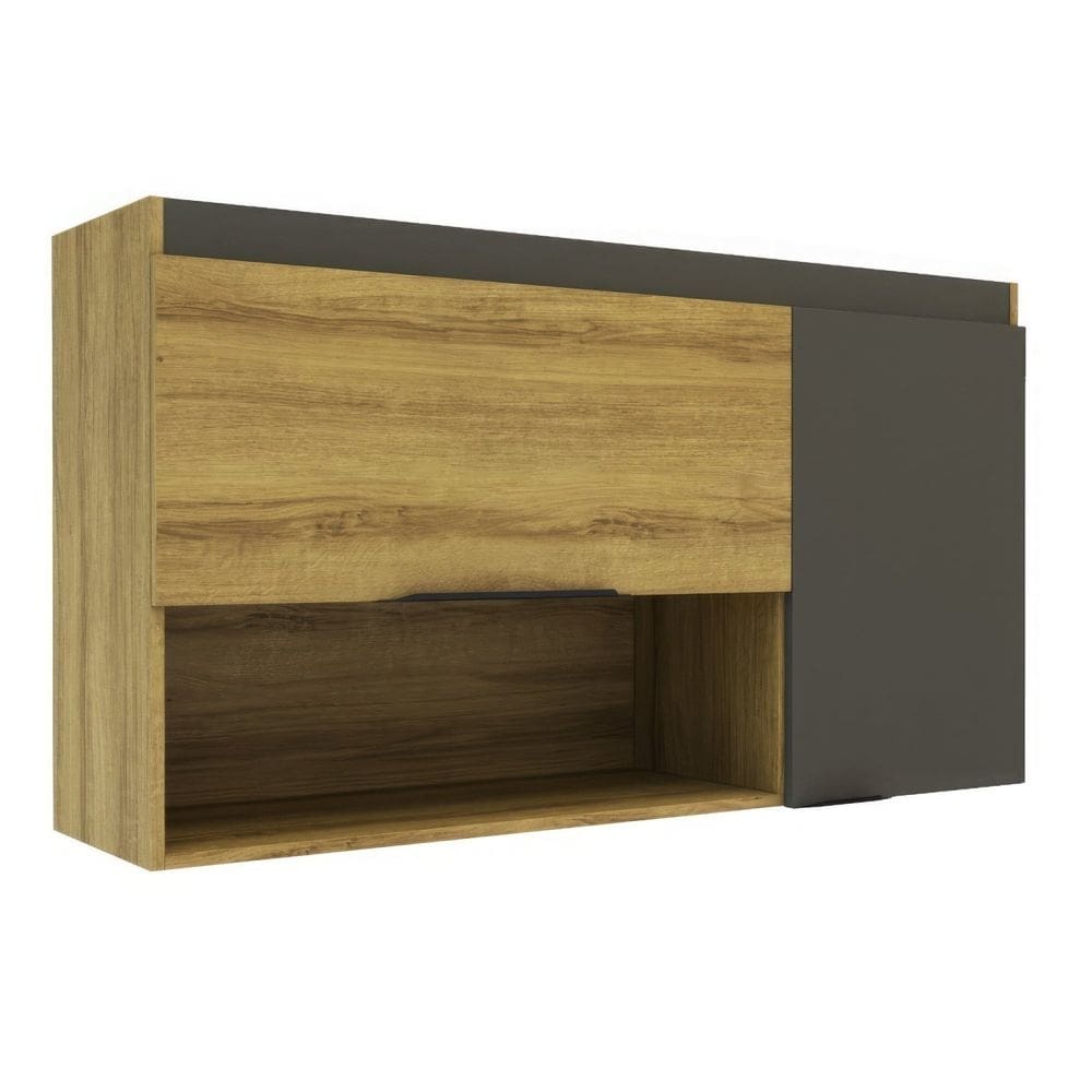 Armário Aéreo 120cm com 2 Portas e 1 Nicho 2305 Mel/Grafite