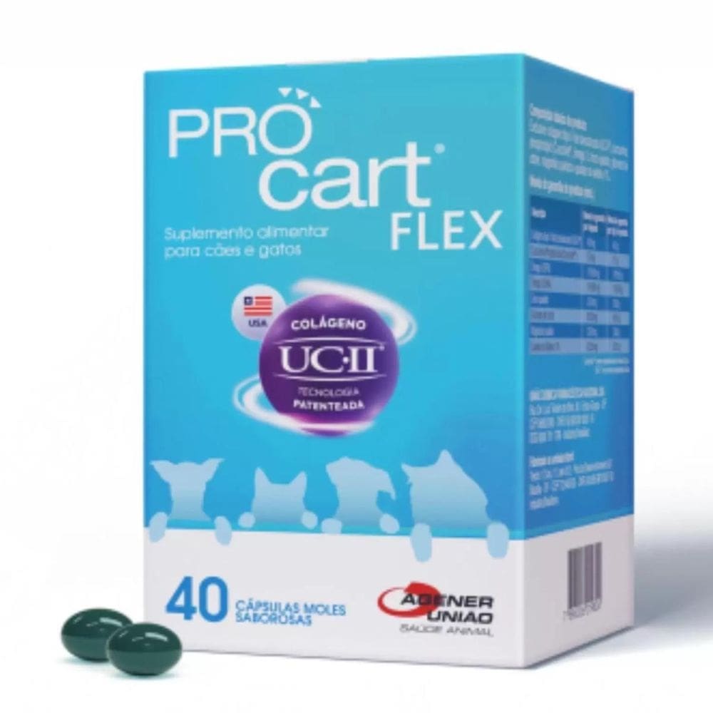 Procart flex cães e gatos colágenos ucii com 40 cap agener