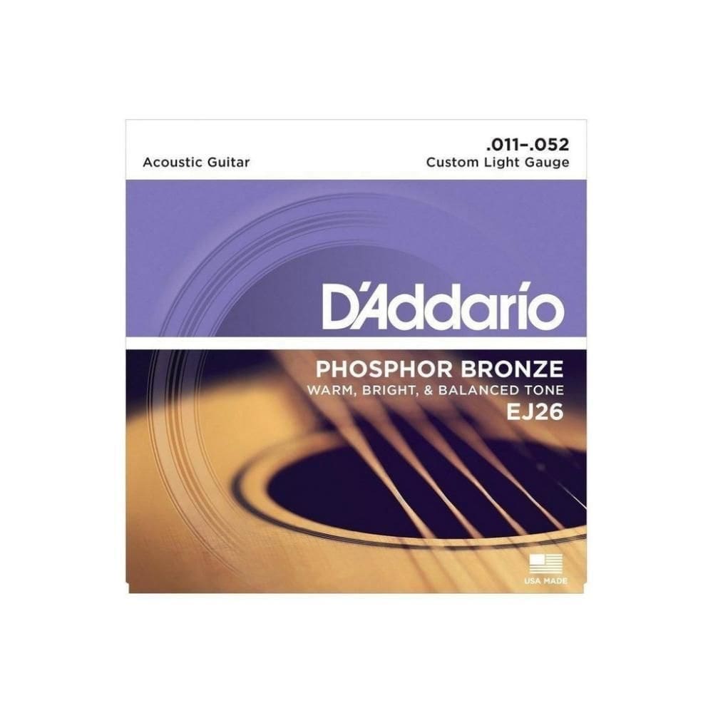 Encordoamento para violão d`addarío ej26 011 aço