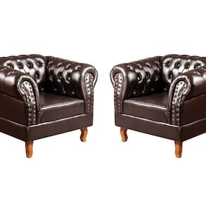 Conjunto 2 Poltronas Chesterfield Dom Pedro Decoração Sala Recepção Retrô Café