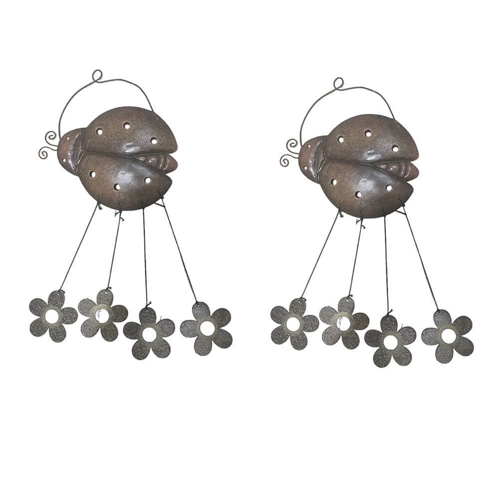 Sino dos Ventos Joaninha Flores Cisne Kit 2 unidades Decoraçao Varanda Enfeite Quintal Jardim