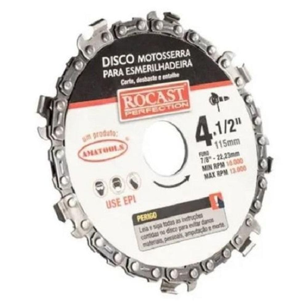 Disco motoserra para esmerilhadeira 4.1/2 - rocast