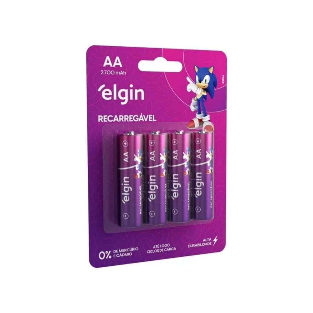 Pilha Recarregável Elgin Aa 2700mAh 4 Unidades
