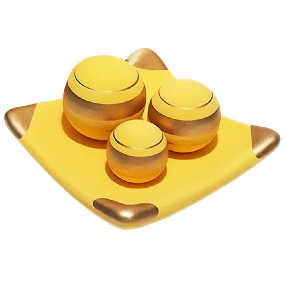 Centro de mesa prato 3esferas em cerâmica yellow golden