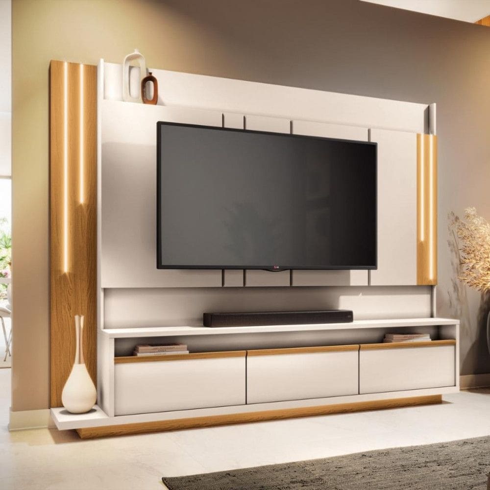 Estante Home para Tv até 75 Polegadas 3 Gavetas com Led Montane HB Móveis