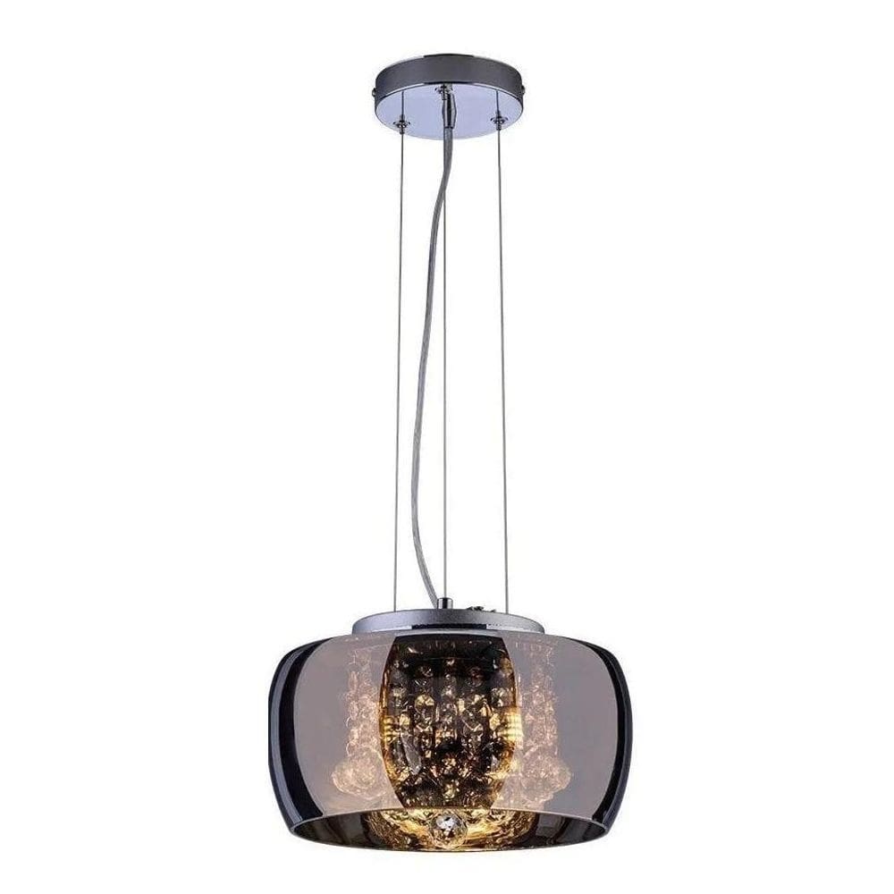 Lustre pendente sala cristal k9 attractive 28 cm cromado