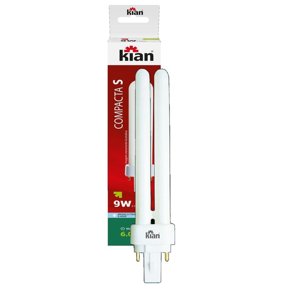 Kit 6 Lampada Compacta S Luminaria Pelicano 9W 2 Pinos Kian