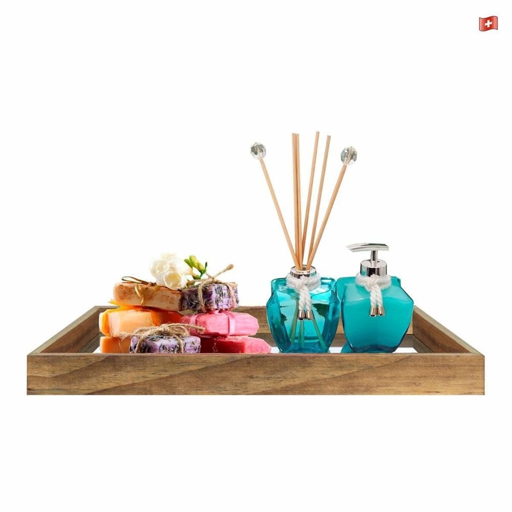Bandeja espelhada banheiro lavabo luxo 30x45cm perfume 24h