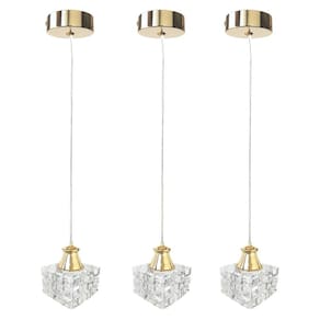 Kit 3 Pendente De Cristal Para Quarto Metal Dourado G9 Bet42