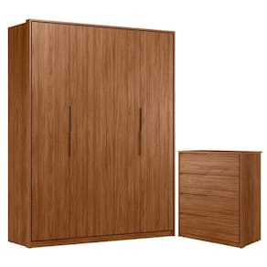 Cômoda Atria 4 Gavetas e Guarda Roupa Casal Attore Nogueira Touch Demóbile - Demartêz